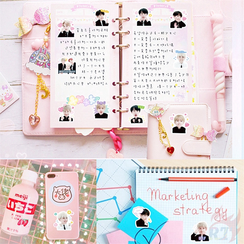 Set 40 Miếng Dán Trang Trí Hình Các Thành Viên Nhóm Nhạc Bts