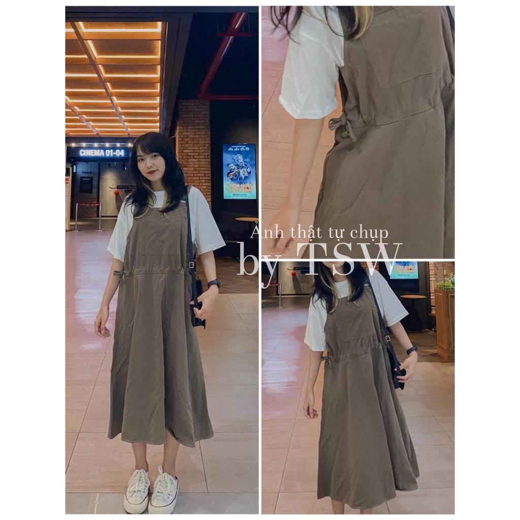 [Mã SKAMA06 giảm 8% tối đa 50K đơn 250K] Yếm váy thô xoè túi trước (Ảnh thật)