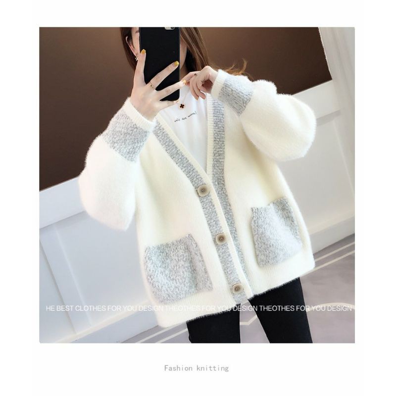Hàng Sẵn_ Áo khoác len nữ Cardigan áo khoác len dày chenille nữ tính | BigBuy360 - bigbuy360.vn