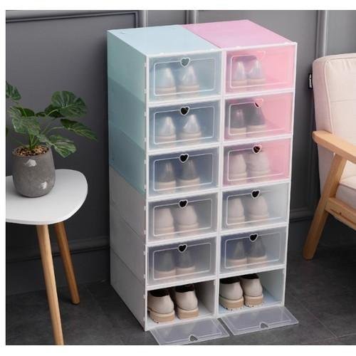 Combo 8 hộp đựng giày dép nắp nhựa cứng size nam 33x23x14cm