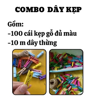 Combo 100 kẹp+10m dây thừng trang trí phòng