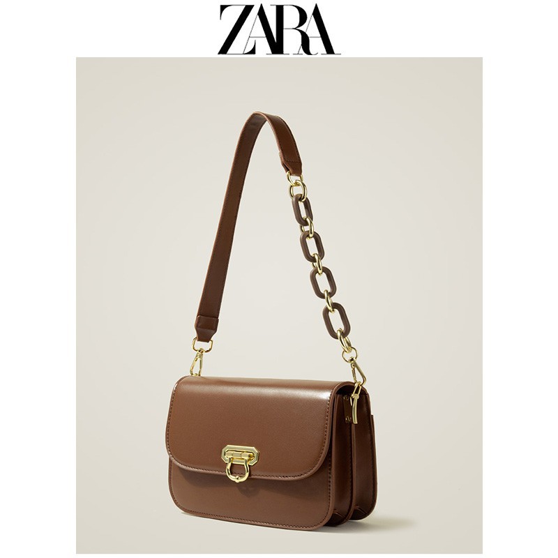 ✑♀◇ZARA phổ biến túi nữ 2021 kết cấu mới hợp thời trang cao cấp niche retro đậu hũ chuỗi vuông nhỏ