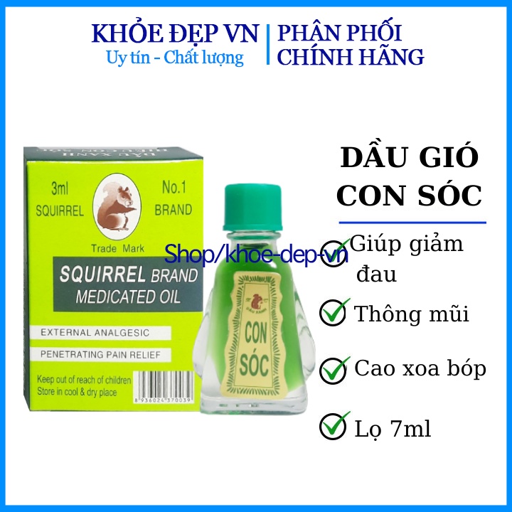 Dầu gió xanh hiệu con sóc ( lọ 7ml)