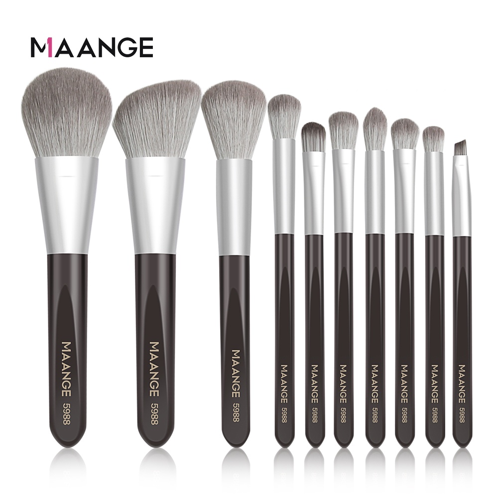 Set 10 Cọ Trang Điểm MAANGE Lông Cọ Sợi Nylon Tay Cầm Gỗ Thoải Mái Tiện Dụng