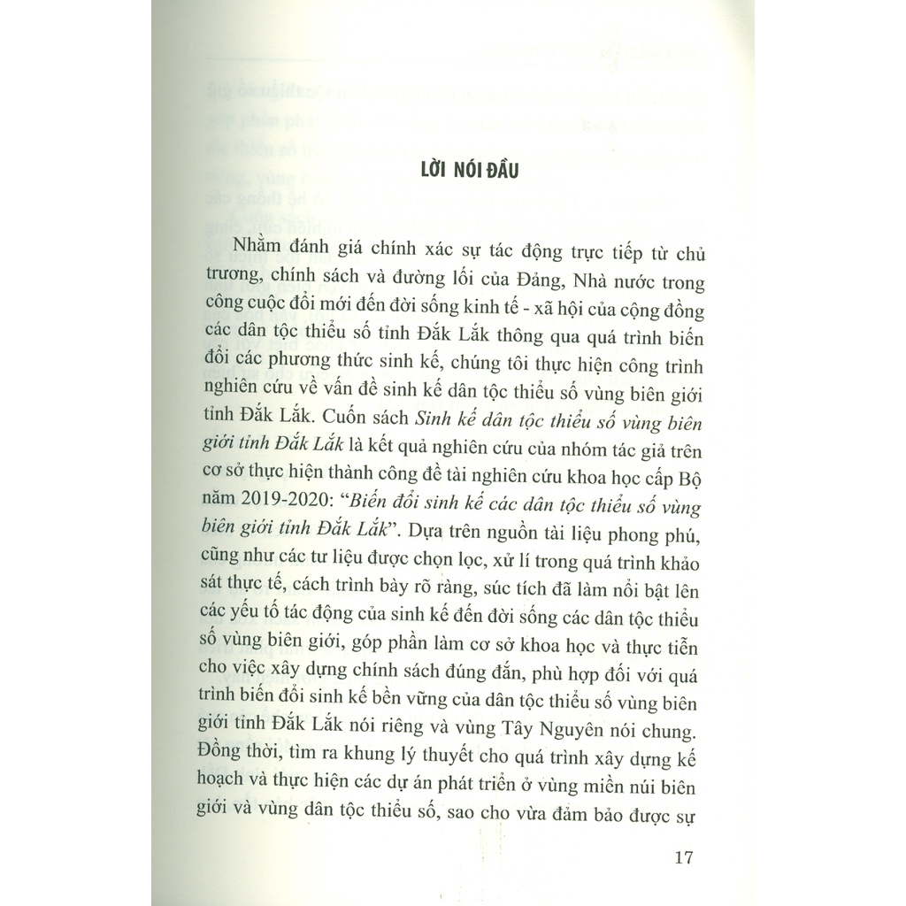 Sách - Sinh Kế Dân Tộc Thiểu Số Vùng Biên Giới Tỉnh Đắk Lắk
