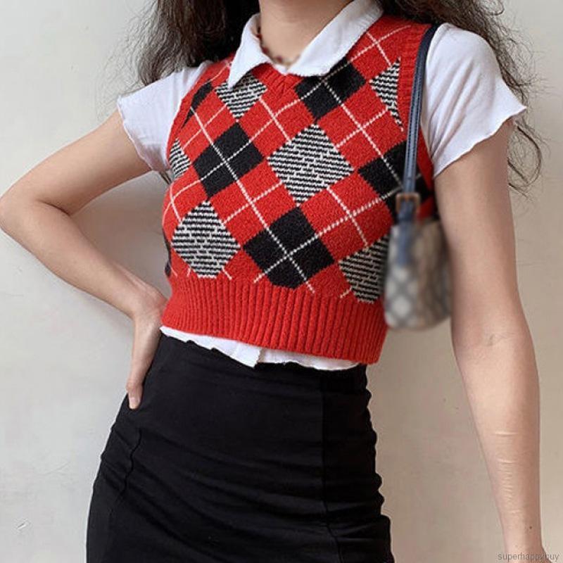 Áo Nữ Không Tay Cổ Chữ V Họa Tiết Caro Thời Trang Quyến Rũ | BigBuy360 - bigbuy360.vn