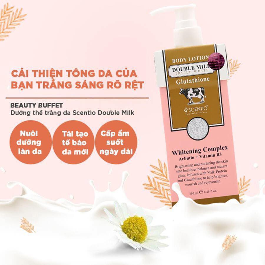 Lotion sữa dưỡng trắng da BEAUTY BUFFET Scentio Double Milk Triple White