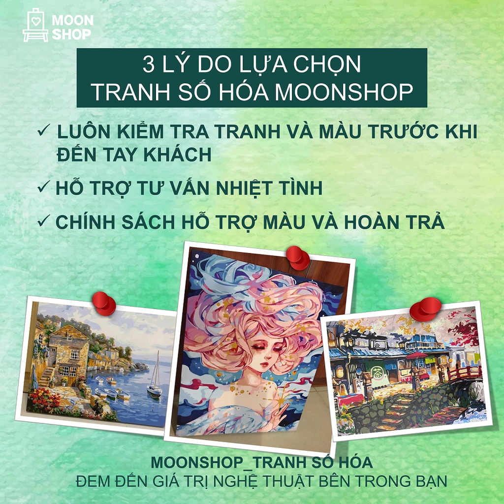 Tranh tô màu số hóa phong cảnh 2 Moonshop 40x50 cm