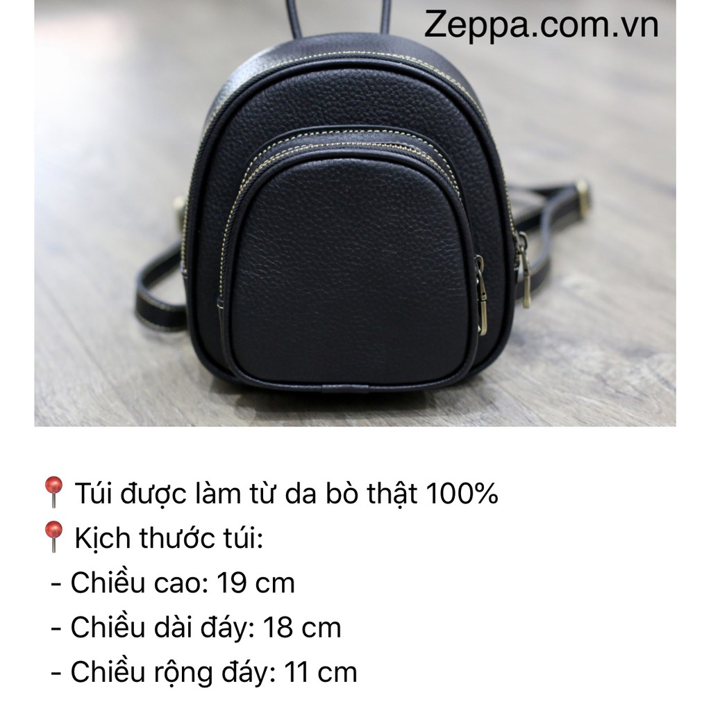 ZEPPA - Gian Hàng Chính Hãng - Ba lô nữ - Màu đen - Da Bò Thật 100% - MS: TBD81