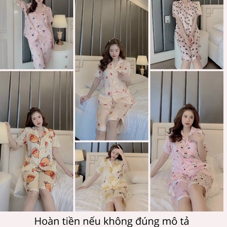 Bộ Pijama Quần Lửng/Ngố Không Viền Chất Satin Vic M2 - Awi Sleepwear