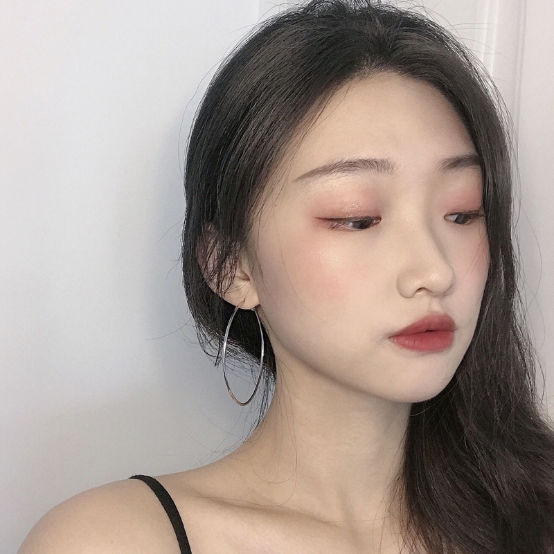 1 Đôi Bông Tai Hình Vòng Tròn Cỡ Lớn 6cm Thời Trang Đơn Giản Cho Nữ