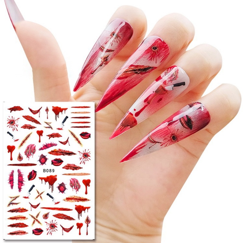 Miếng Dán Trang Trí Móng Tay Chủ Đề Halloween Kinh Dị