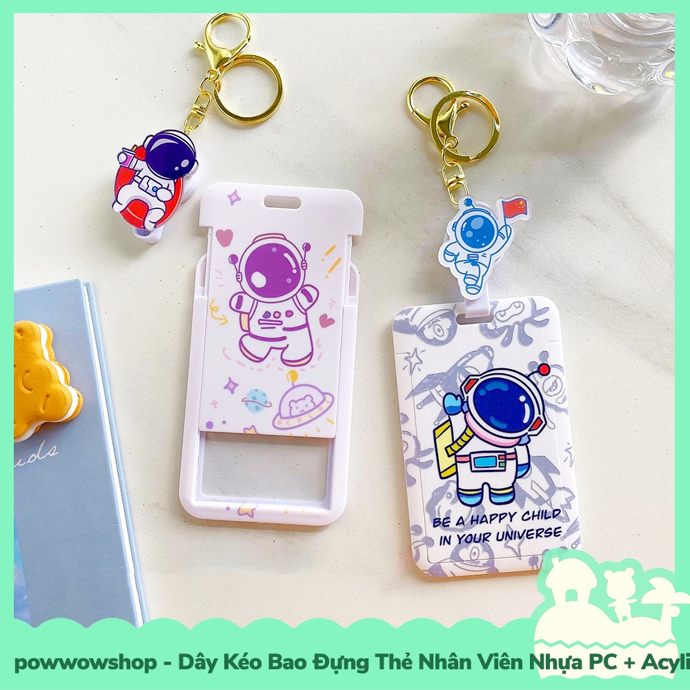 [Sẵn VN - Hỏa Tốc] Dây Kéo Bao Đựng Thẻ Nhân Viên Nhựa PC + Acrylic Phong Cách Không Gian Phi Hành Gia Astronaut