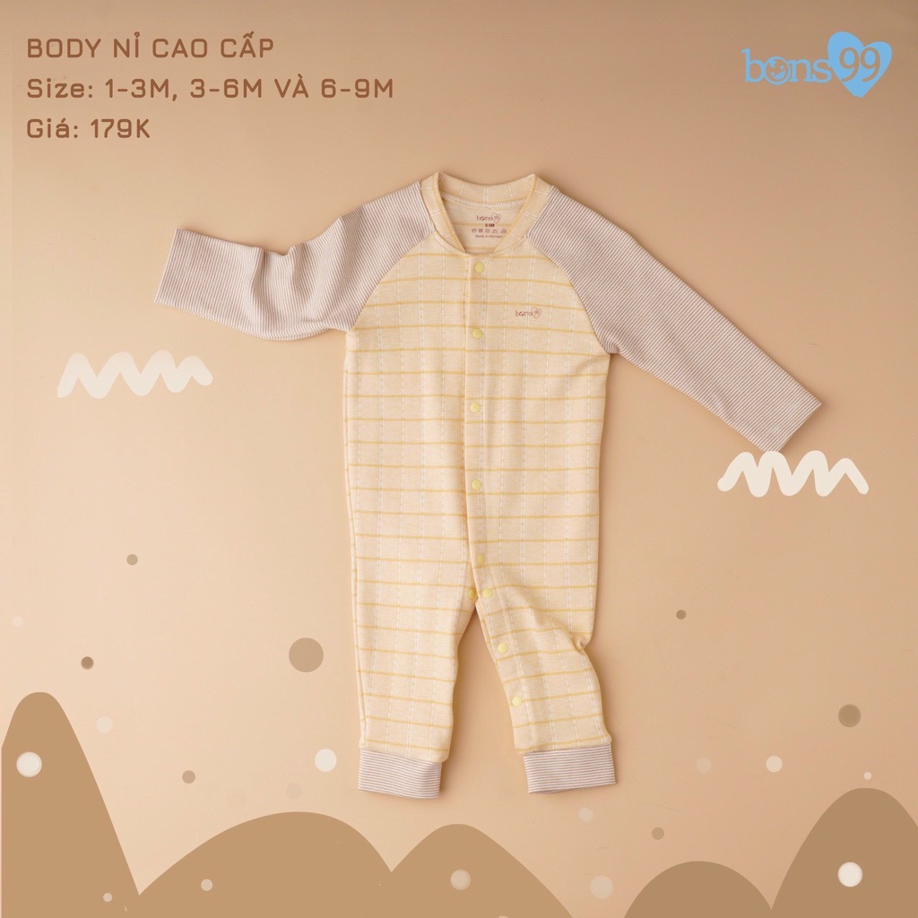 [FAFRINW05 giảm tối đa 30k đơn 150k]Body nỉ cao cấp Bons99 phối kẻ cho bé