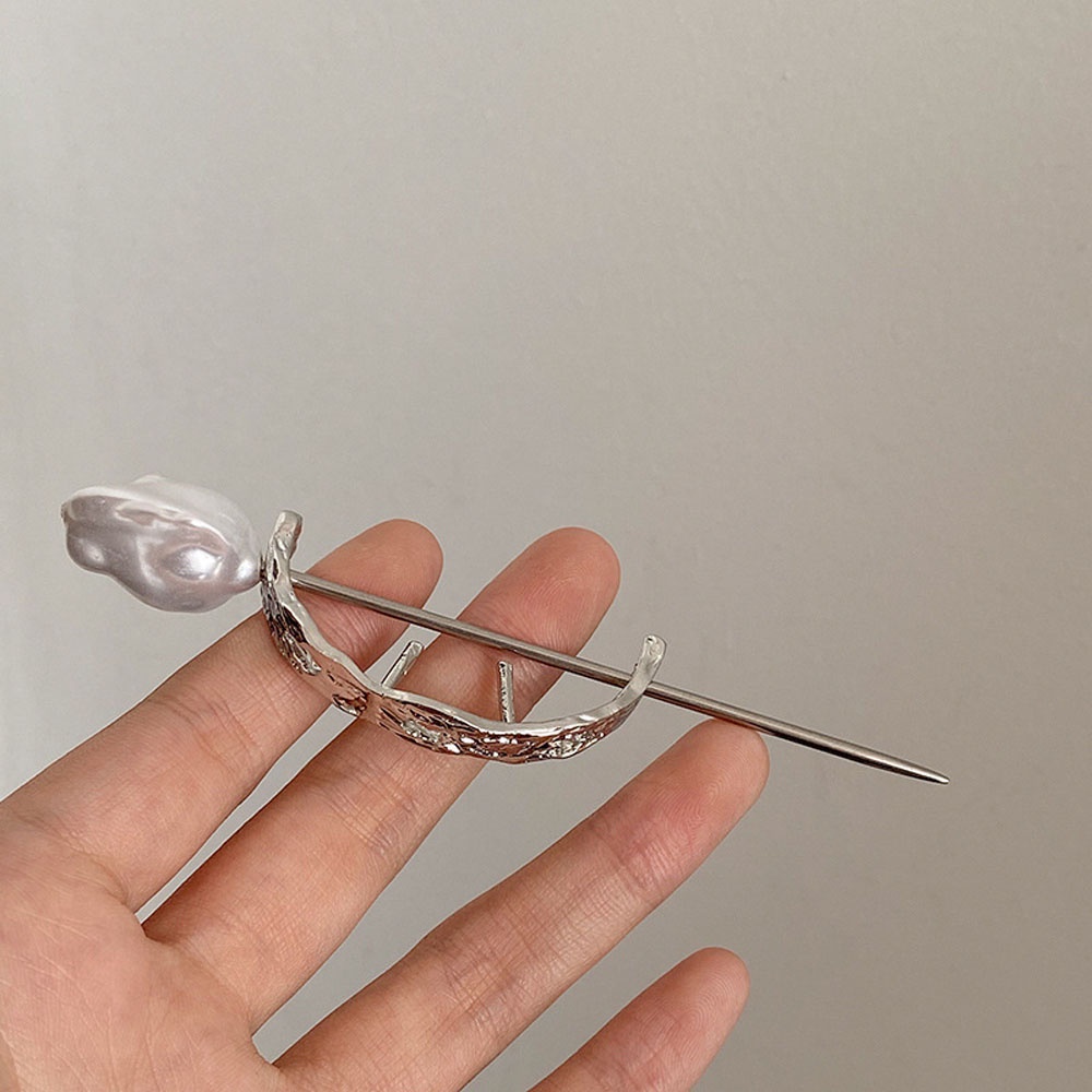 Trâm cài tóc bằng kim loại đính ngọc trai đơn giản thời trang cho nữ