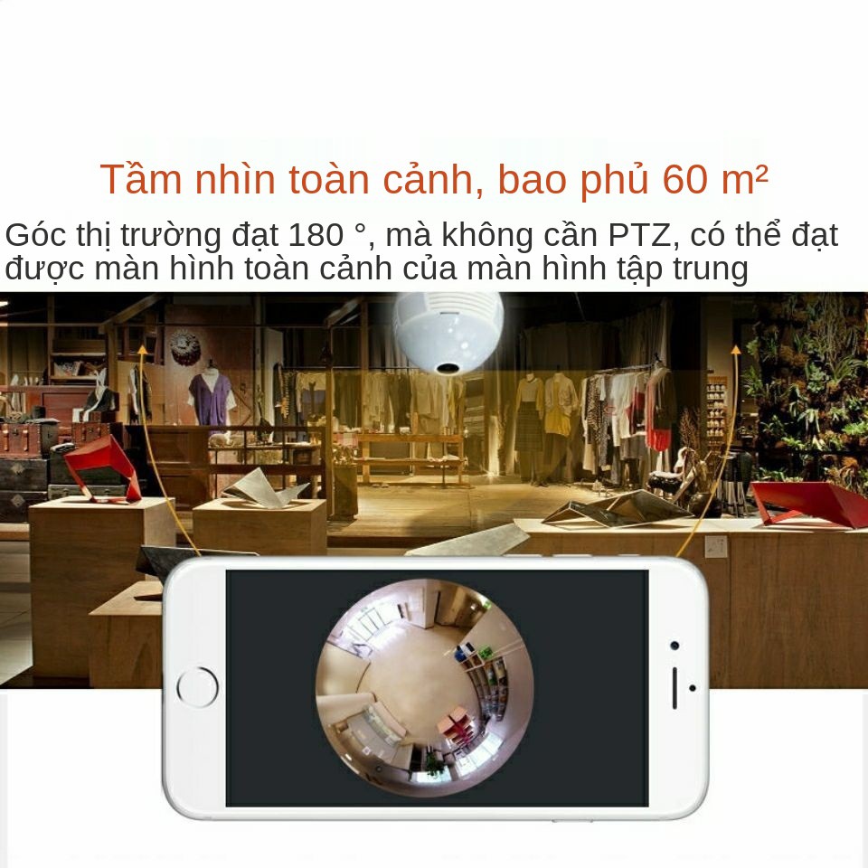 Toàn cảnh bóng đèn không dây wifi camera giám sát nhà mạng điện thoại di động thông minh độ nét cao bộ trong