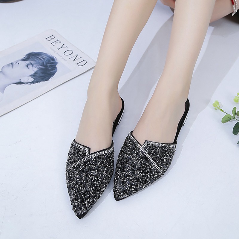 Giày Búp Bê Mũi Nhọn Đính Pha Lê | BigBuy360 - bigbuy360.vn