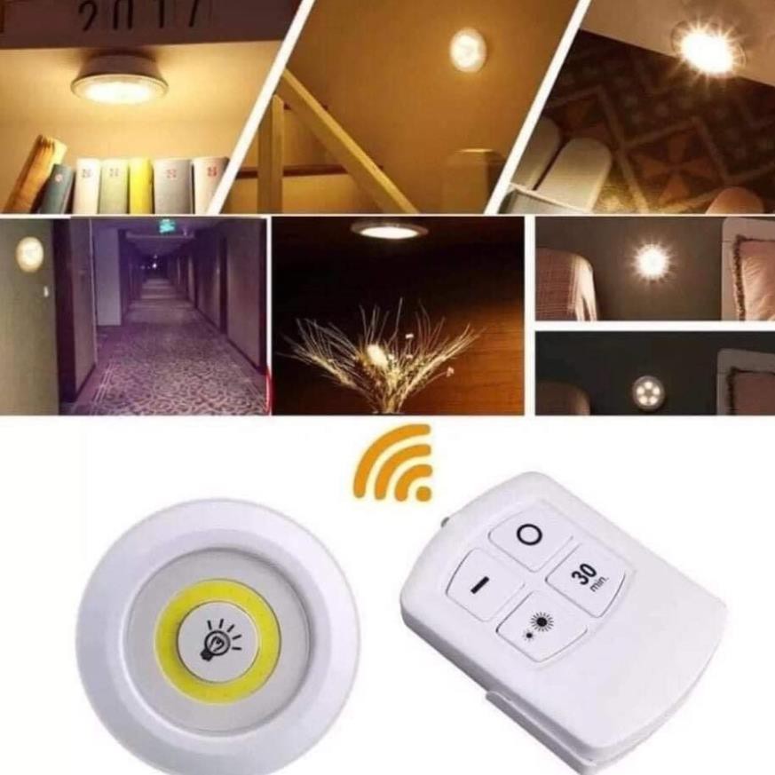 Bộ 3 Đèn LED chiếu sáng không dây dán tường 2 chế độ sáng có điều khiển từ xa dùng pin - NPP HS Shop