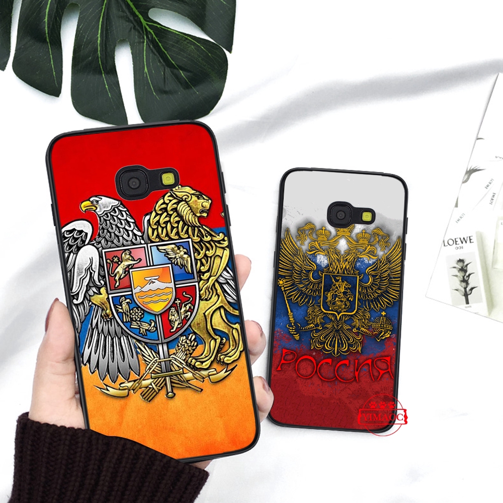 Ốp điện thoại mềm in hình quốc kỳ Nga cho Samsung A3 A5 A6 Plus A7 A8 A9 2016 2017 2018 A20E