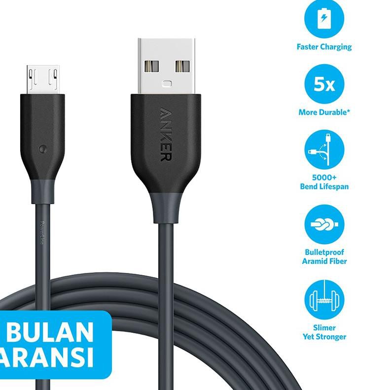 ☏ Anker Dây Cáp Sạc 6ft / 1.8m Micro USB - A8133 ❆