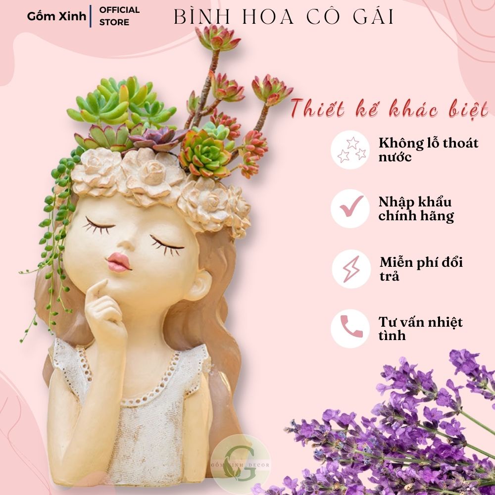 Bình hoa cô gái Gốm Xinh Decor Lọ trang trí xinh xắn