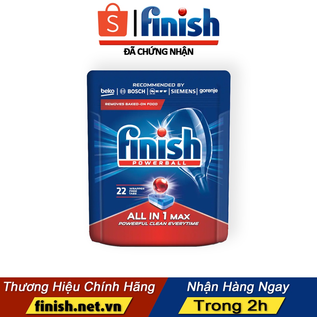 Viên rửa chén bát Finish All In 1 Max - Hương chanh