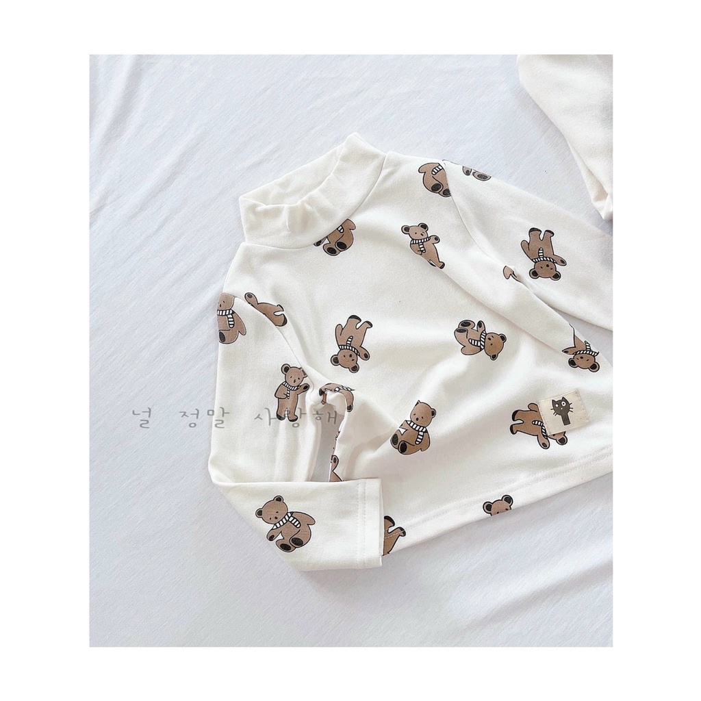 Set 3 áo cổ cao 3p cho bé trai bé gái, áo cotton zip dài tay thu đông màu đẹp dễ phối đồ co giãn thoải mái