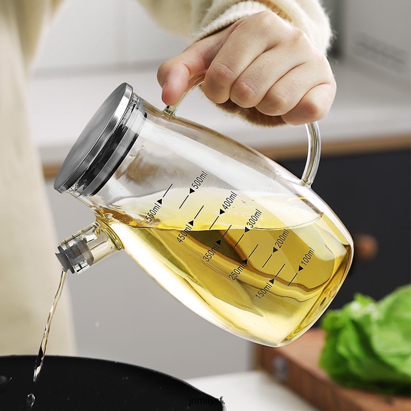Bình rót dầu ăn, nước mắm thủy tinh chia vạch 550ml nắp inox