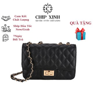 túi xách nữ đeo chéo thời trang, túi đeo chéo nữ đi chơi ô trám nắp xoay CHIP XINH TX21