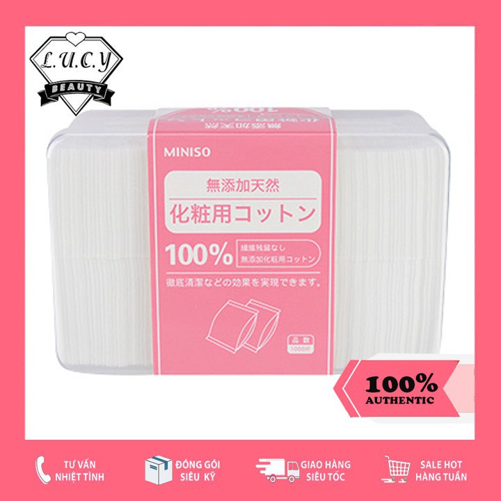 Hàng Nhật- Hộp bông tẩy trang Miniso 1000 miếng Japan Chính Hãng