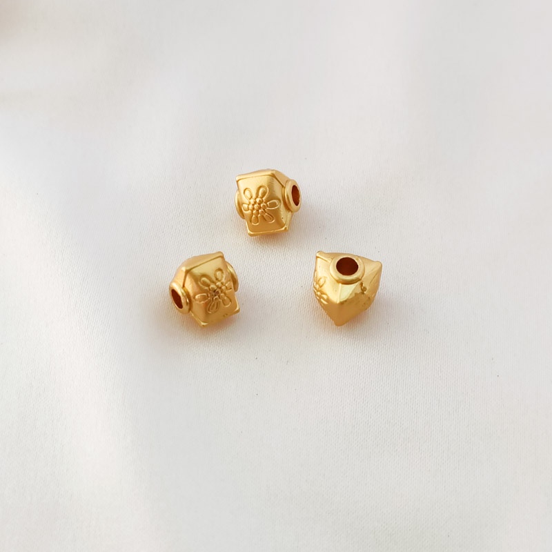 Bộ 10 Hạt Xỏ Lỗ Tròn Màu Vàng 18K Làm Trang Sức Thủ Công DIY