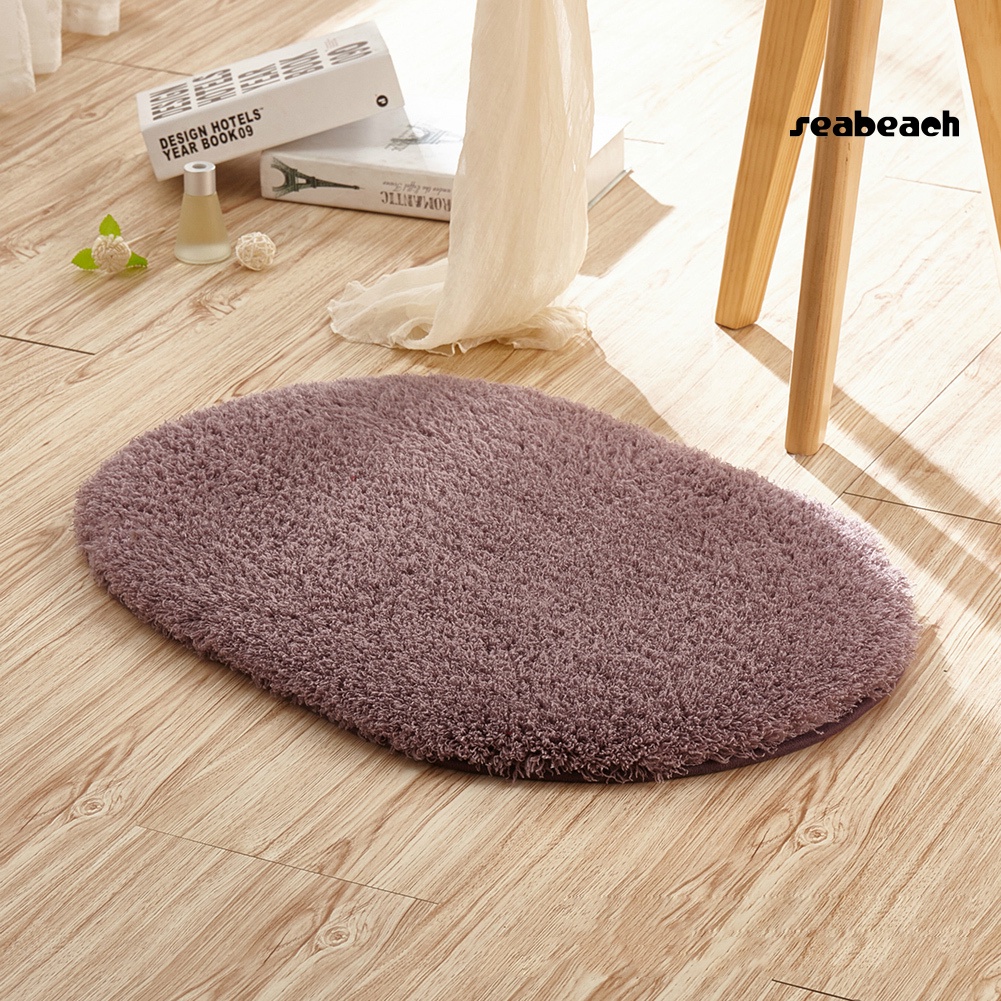 Thảm lông lót sàn hình oval thấm hút nước chống trượt tiện dụng cho phòng khách
