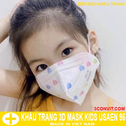 Hộp 10 chiếc khẩu trang 5 lớp trẻ em 3D  USASEN 95