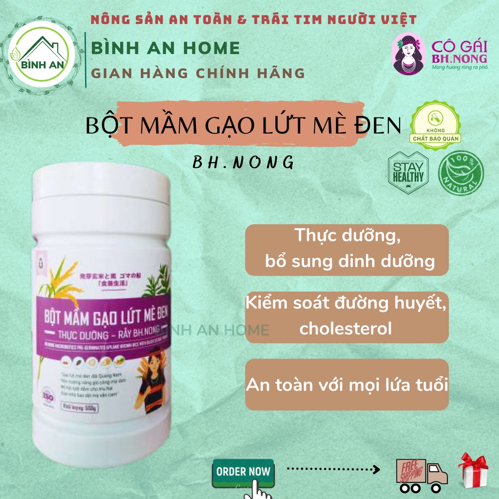 Bột mầm gạo lứt mè đen Bh.nong 500g ♥ Giảm cân, tăng cân, đẹp da, thực dưỡng
