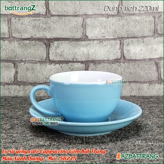 [220ml] Ly sứ uống cafe Capuchino màu Xanh Dương Gốm Bát Tràng