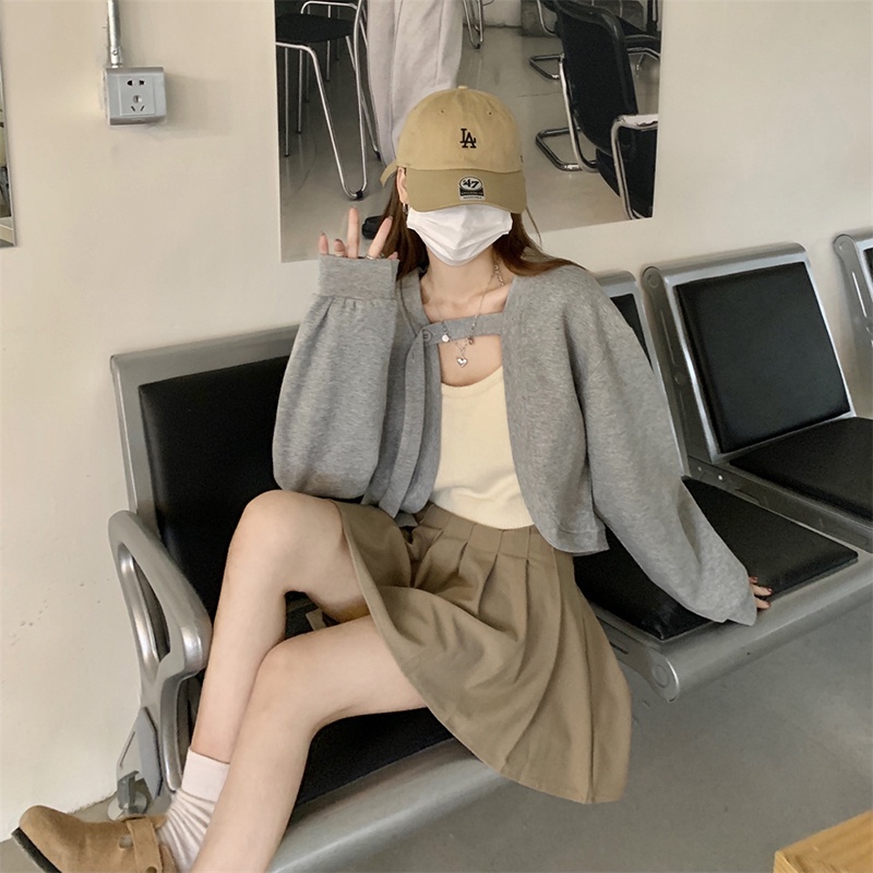 IELGY Áo Khoác Lửng Tay Dài Thời Trang Dành Cho Nữ