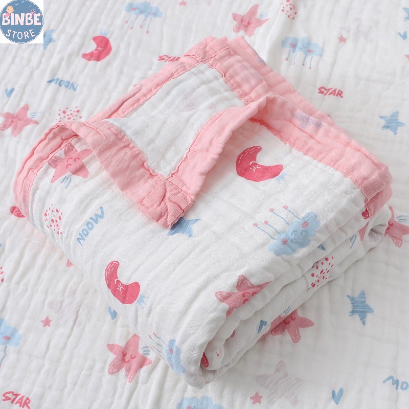 Khăn tắm cho bé, khăn xô tắm cho bé sơ sinh 6 lớp bo viền size 110*110cm cao cấp Binbestore