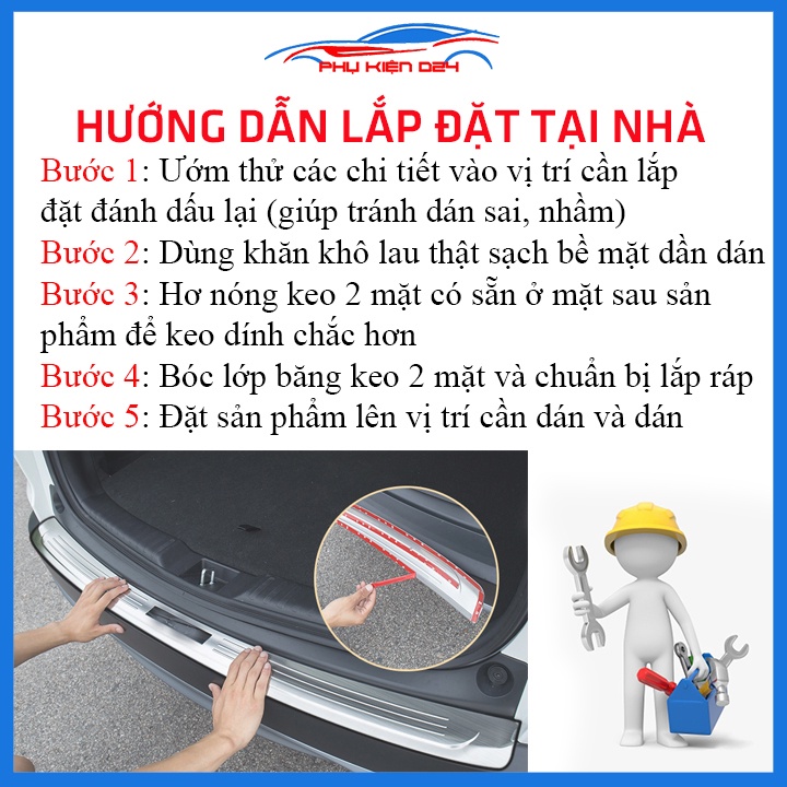 Ốp chống trầy cốp Fadil 2019-2020-2021-2022-2023 Inox mạ crom sáng bóng