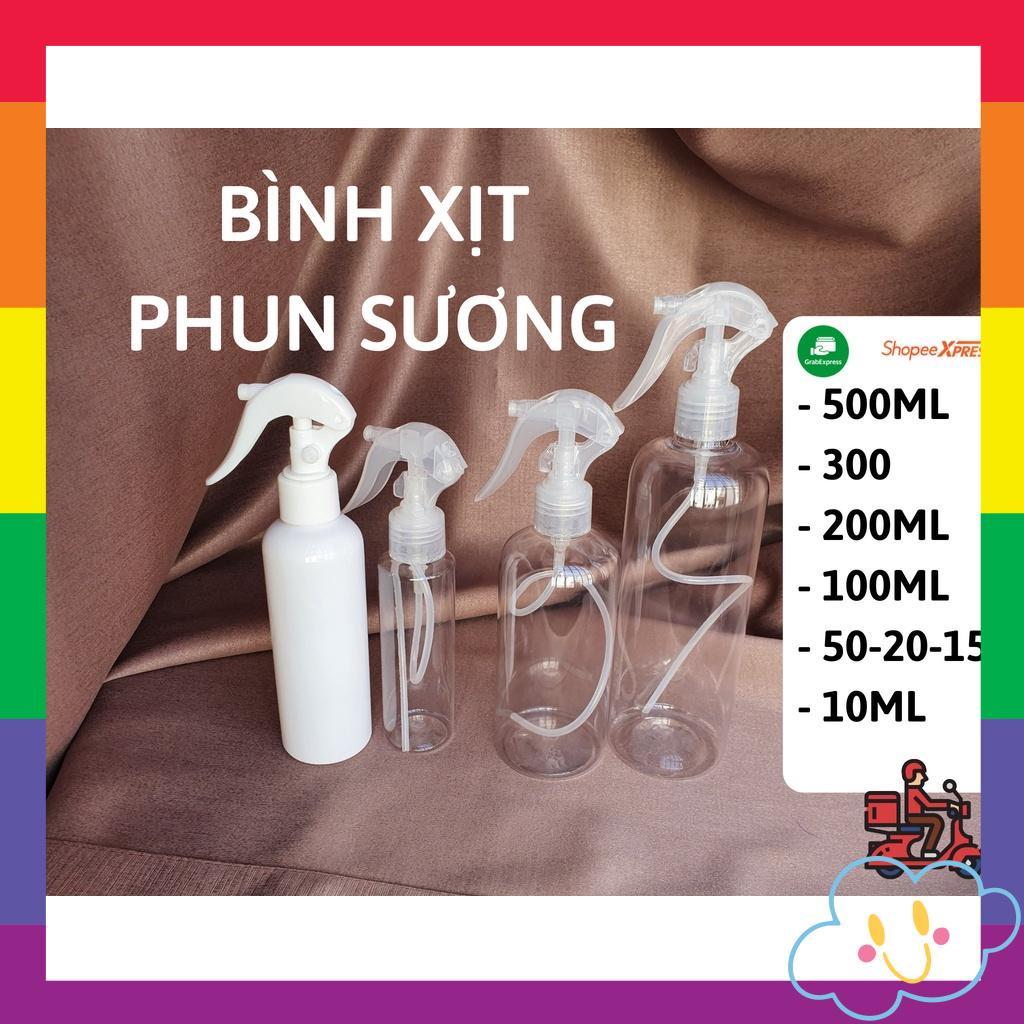 Bình Xịt Nước Trong Suốt 500ml 300ml 200ml 100ml - Chai Xịt Phun Sương, Xịt Tóc, Xịt Tưới Cây, Xịt Sát Khuẩn, Xịt Cồn