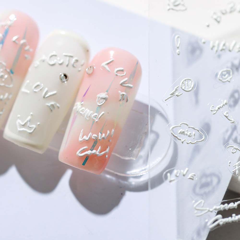 Miếng Dán Trang Trí Móng Tay 5D Họa Tiết Hoạt Hình Chữ Tiếng Anh Độc Đáo DIY