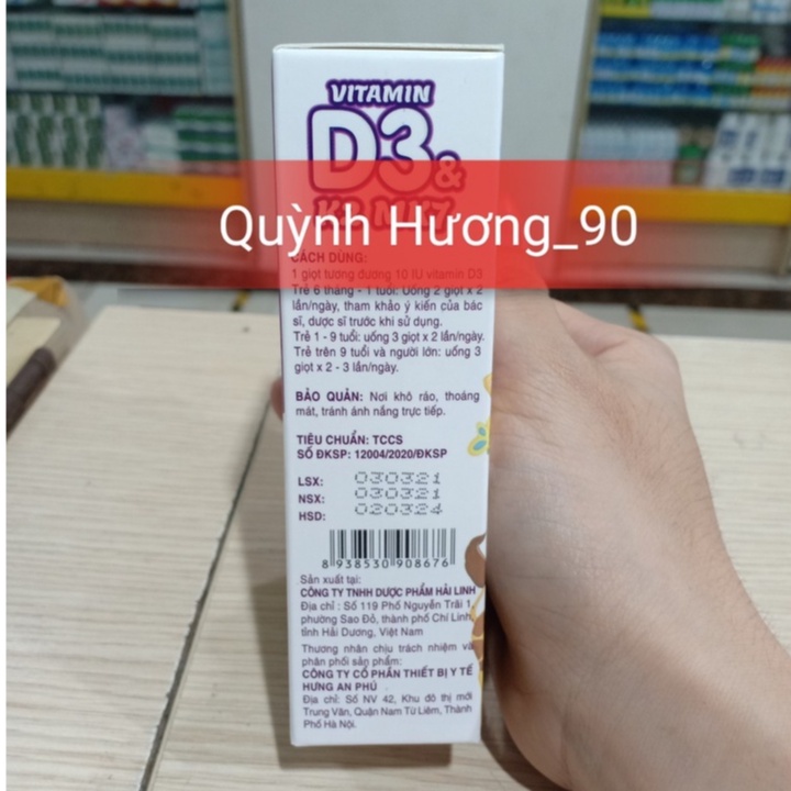 Vitamin D3 K2 MK7 10ml giúp hấp thụ canxi hiệu quả,giúp xương và răng chắc khỏe