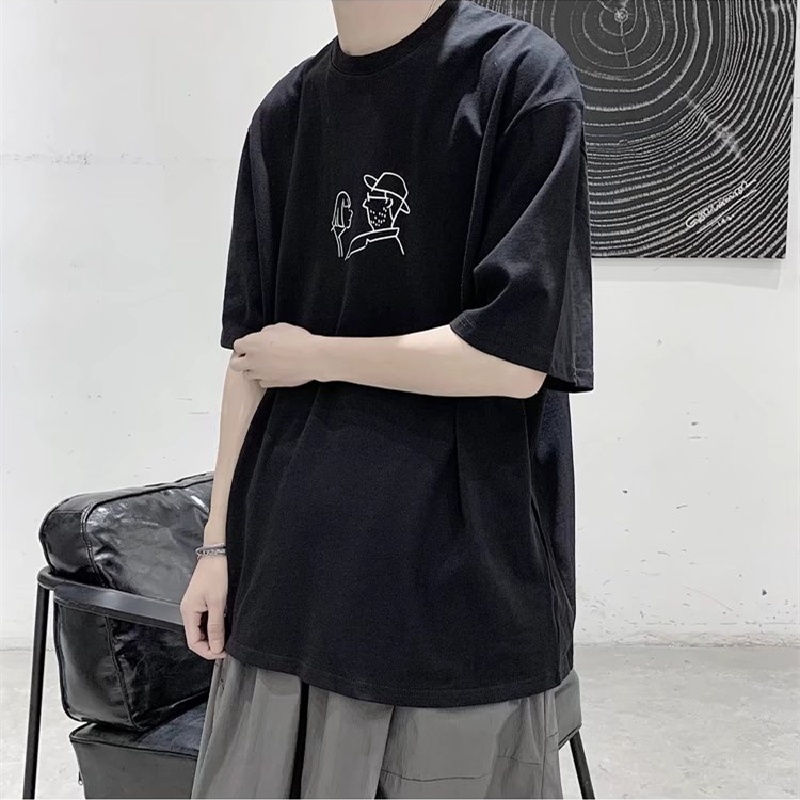 Áo Thun Tay Ngắn Dáng Rộng In Họa Tiết Hoạt Hình Phong Cách Hàn Quốc Thời Trang Mùa Hè Cho Nam Size M-8XL