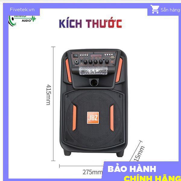 Loa Kéo Bluetooth  JBZ 1202M v-Bass 30, Tặng kèm 2 Mic, 4-6h xử dụng liên tục, 3 Tấc,   Công suất 250W, Bảo hành 6 tháng