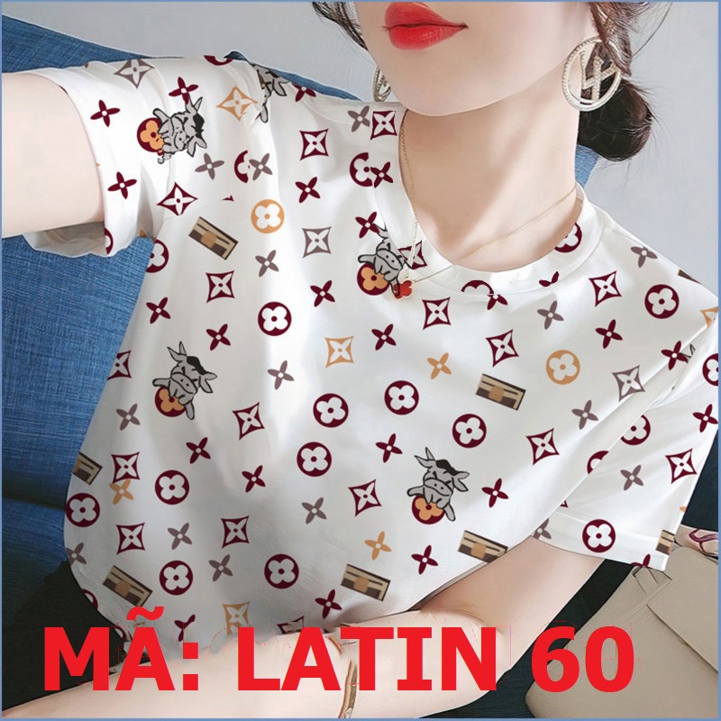 Áo Lụa Pháp (LATIN) đủ size có #bigsize đến 90kg - Họa tiết EO VI-CON BÒ - CÓ HÌNH CHỤP THẬT