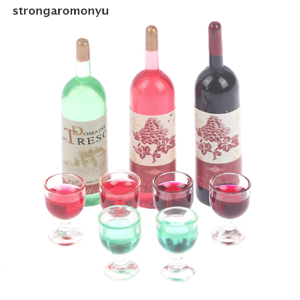 Set 3 Mô Hình Ly Rượu Vang Trang Trí Nhà Búp Bê Tỉ Lệ 1 / 12