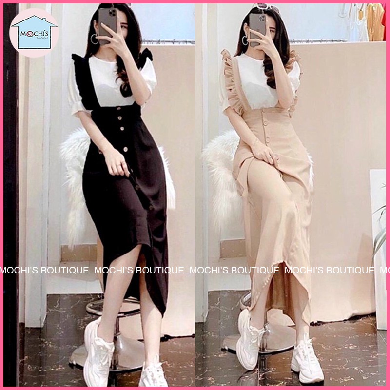 Đầm váy yếm nữ dáng dài 2 chi tiết, set váy đầm nữ đẹp có thể tách set, thích hợp nhiều tình huống sử dụng-M032