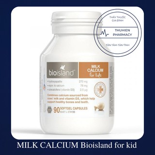 MILK CALCIUM Bioisland for kid - thực phẩm bổ sung canxi cho trẻ (Lọ 90 viên)
