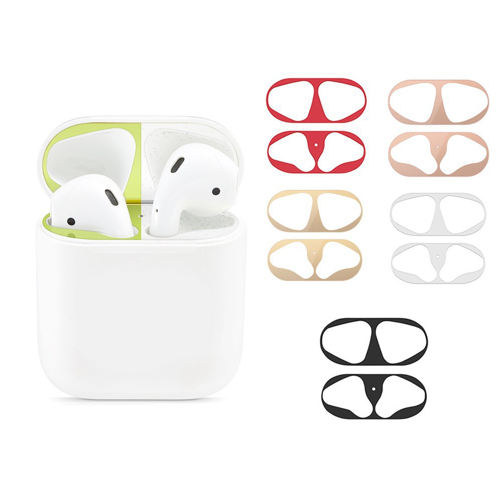 Miếng dán bảo vệ airpod bằng kim loại mạ vàng chống bẩn bụi cho vỏ/case hộp đựng tai nghe bluetooth Airpods 1/2/3/pro