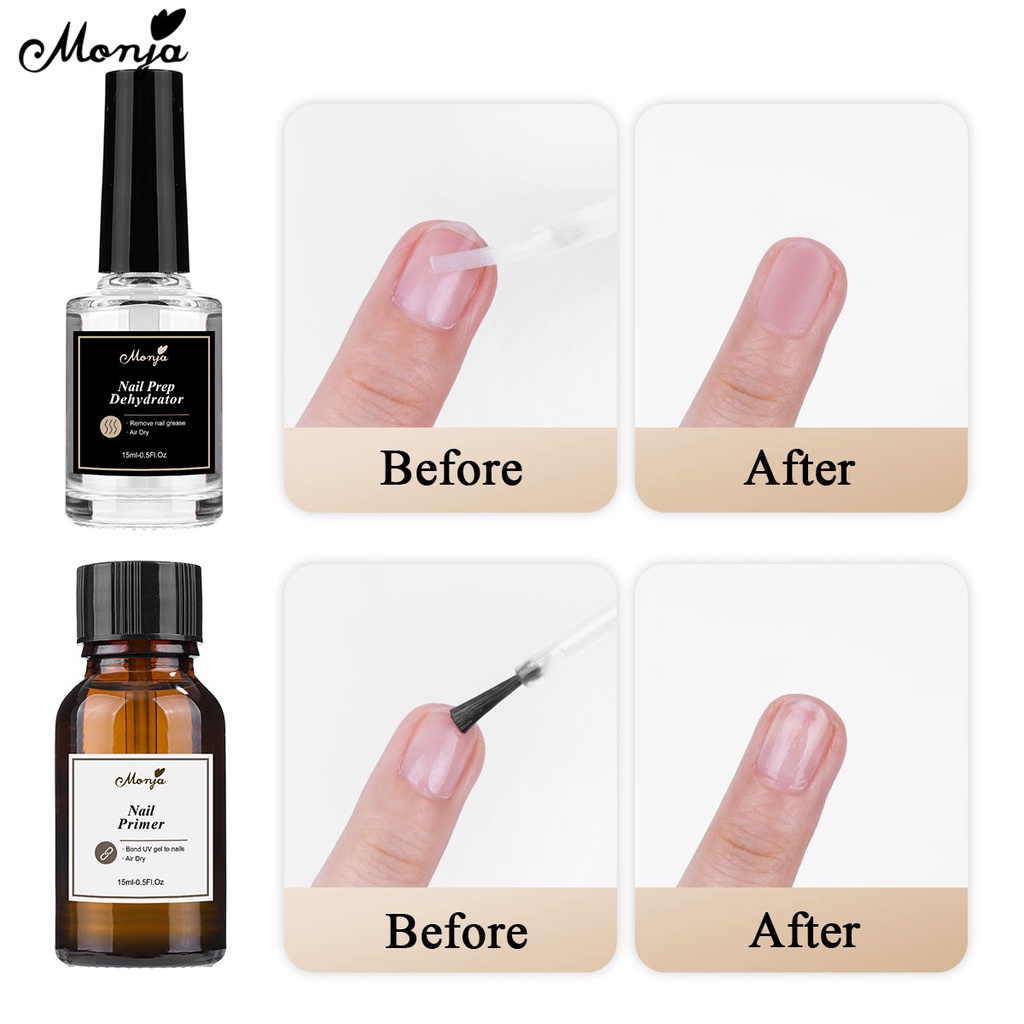 Nước khử sơn móng/ Gel sơn lót móng tay MONJA lâu trôi khô nhanh tự do làm móng chuyên nghiệp 15ml