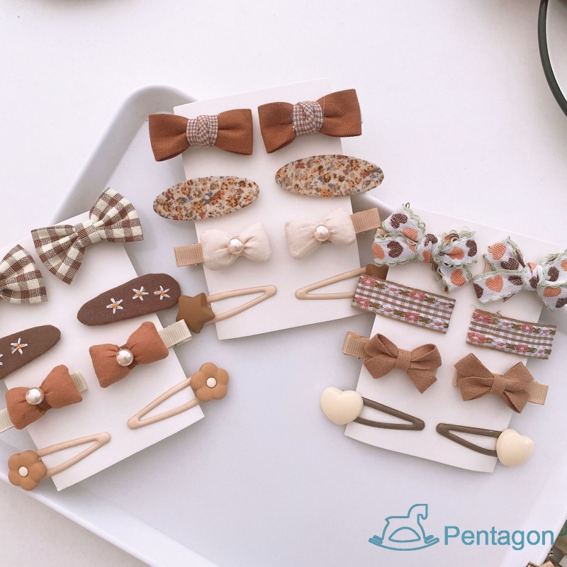 Set 8 Kẹp Tóc Nơ Vải Màu Sắc Kẹo Ngọt Phong Cách Hàn Quốc